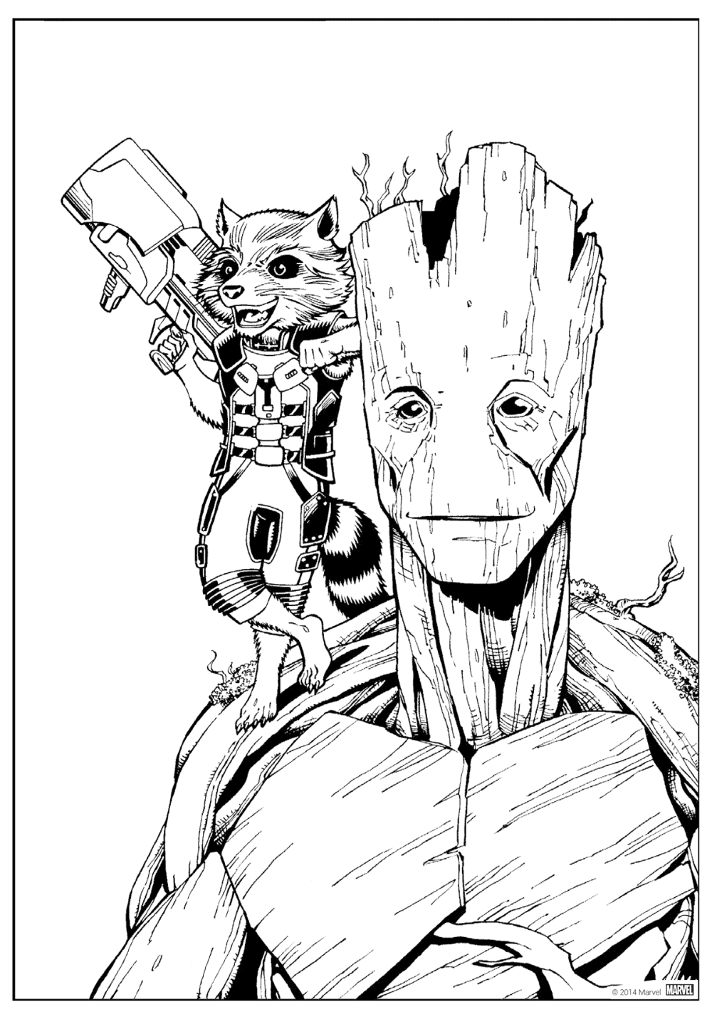 Coloring page - Rocket and Groot