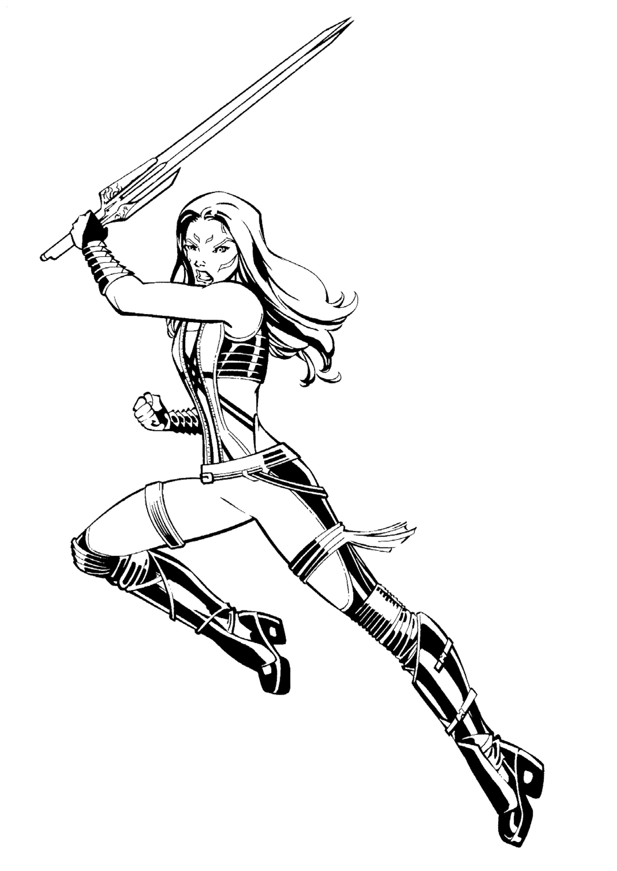 Coloring page - Gamora in battle