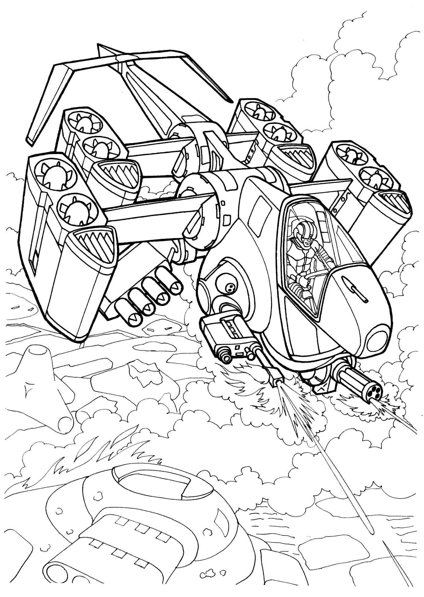Coloring page - Combat space ship