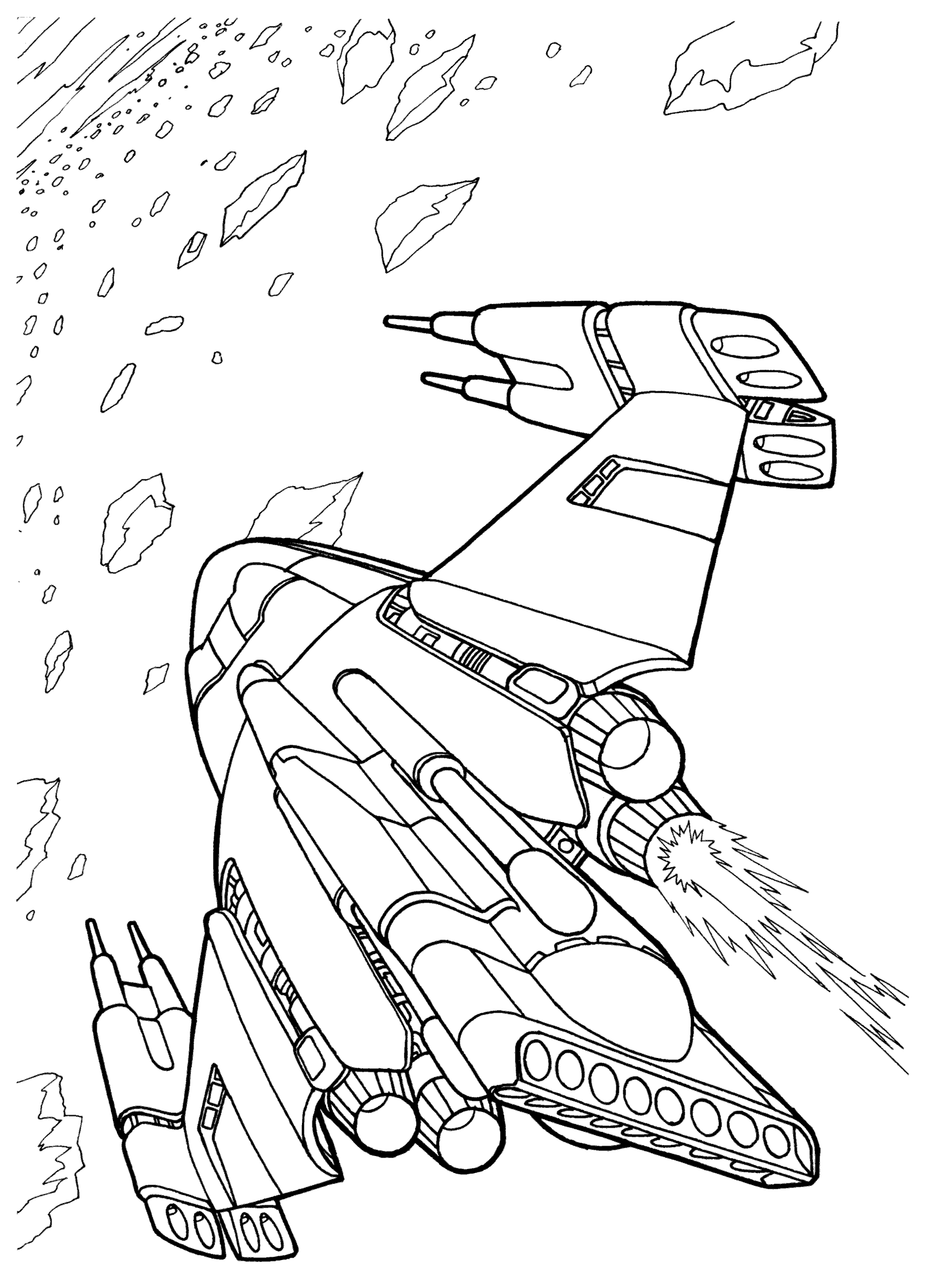 Coloring page - Battle ship in space