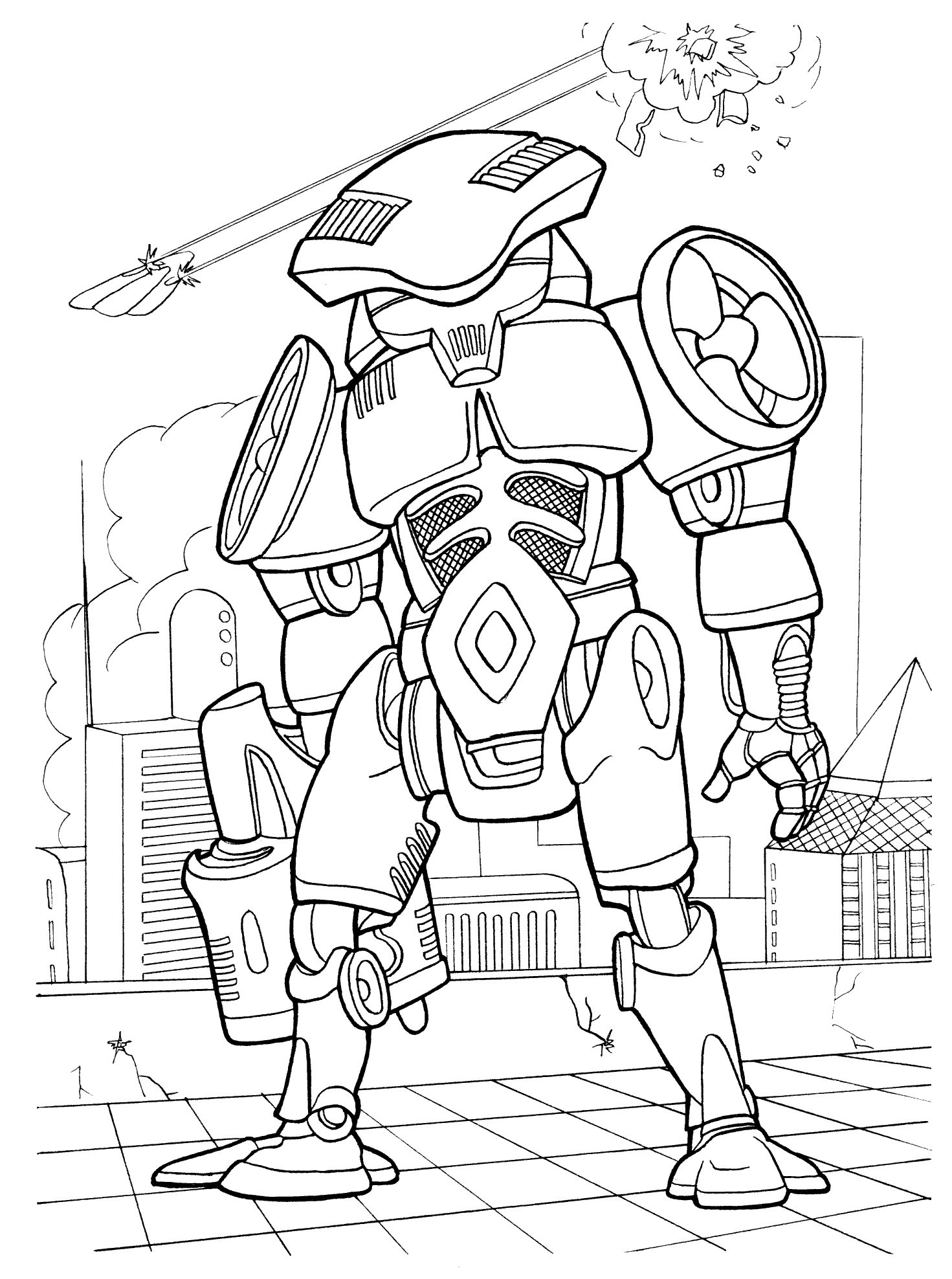 Coloring page - Cyborg on the Street