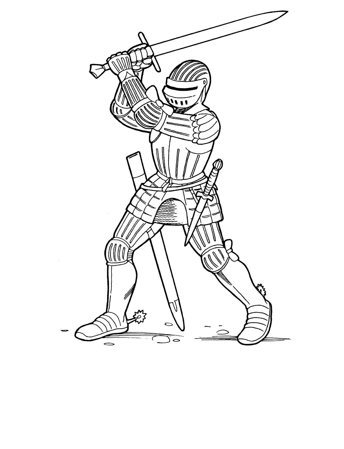 Coloring page - Knight with a two-handed sword