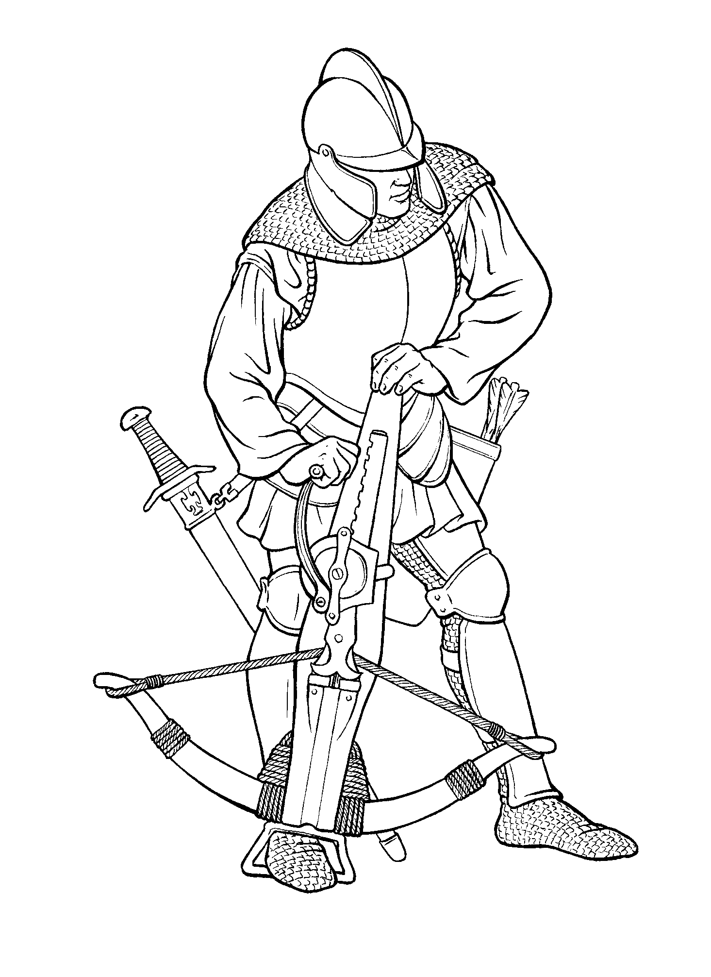 Download Coloring page - Warrior with a crossbow
