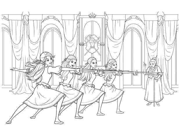 Coloring page - Girls Musketeers