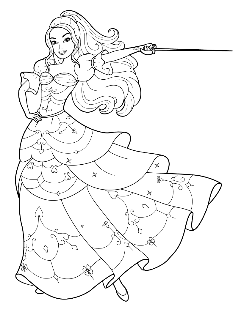Download Coloring page - Barbie and the sword