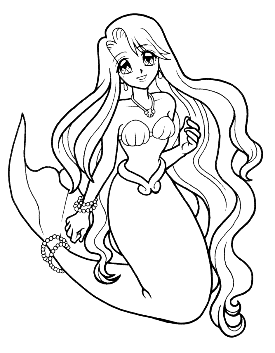Coloring page - The Little Mermaid in a good mood