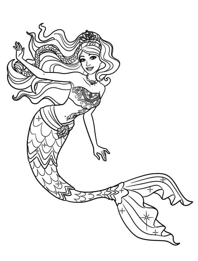 Coloring page - Stylish mermaid