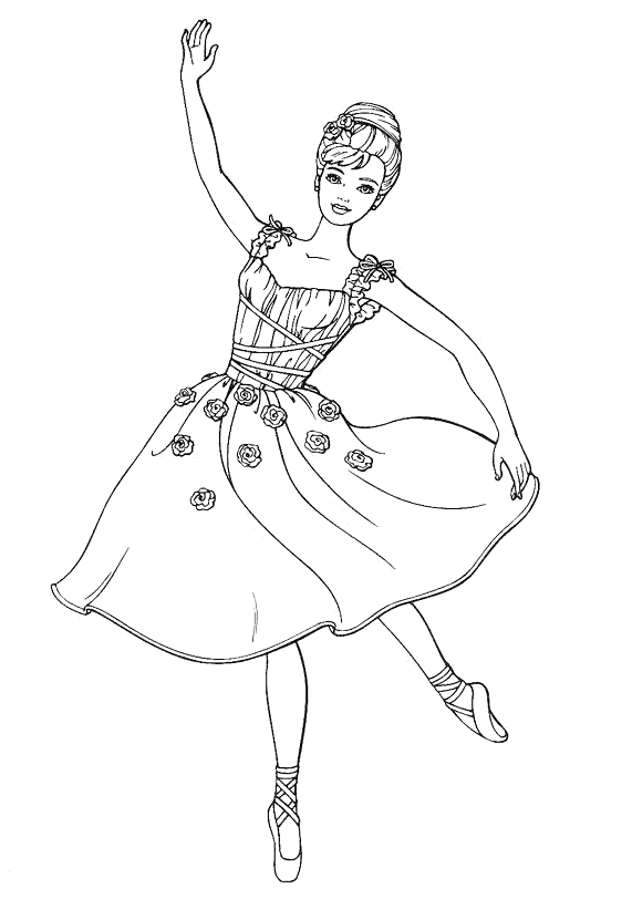 coloring page - ballerina in a modest dress
