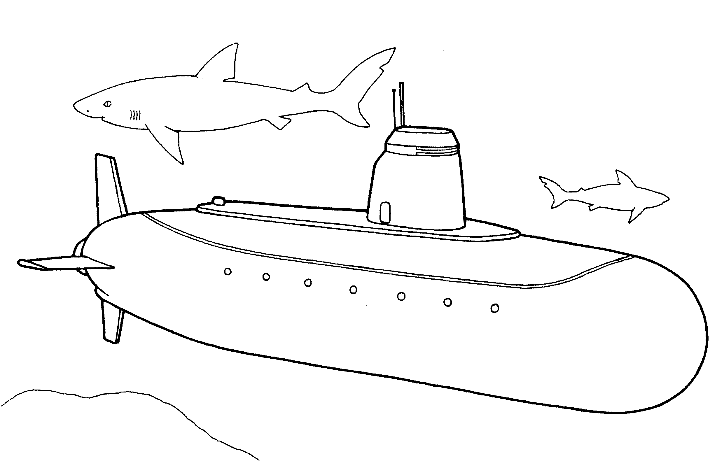 Coloring page - Nuclear submarine