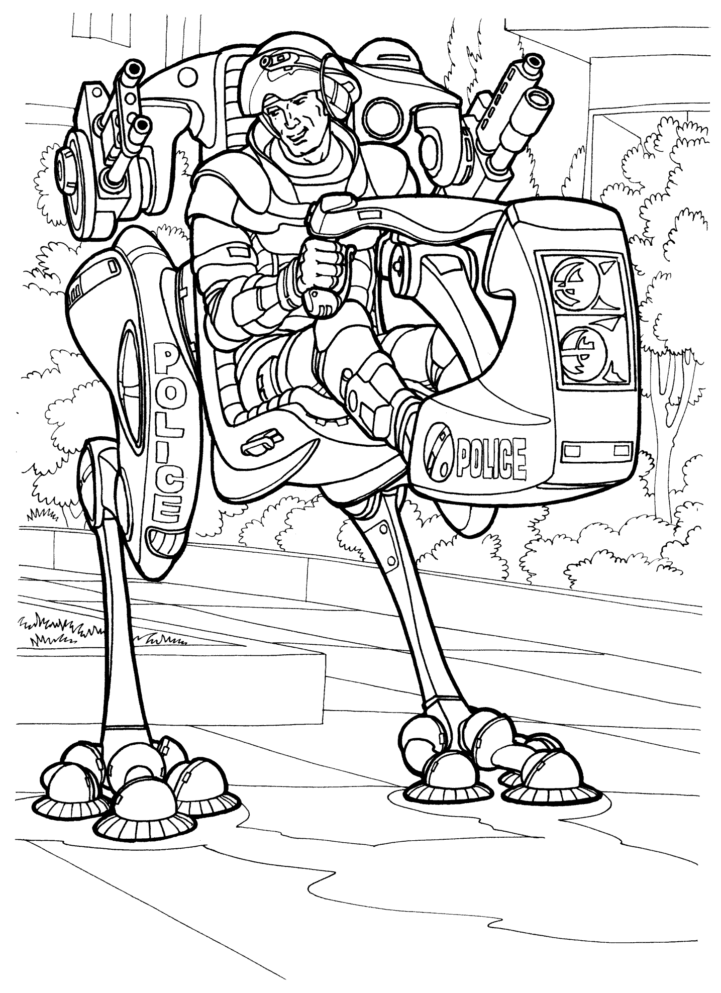 Coloring page - Walking police equipment