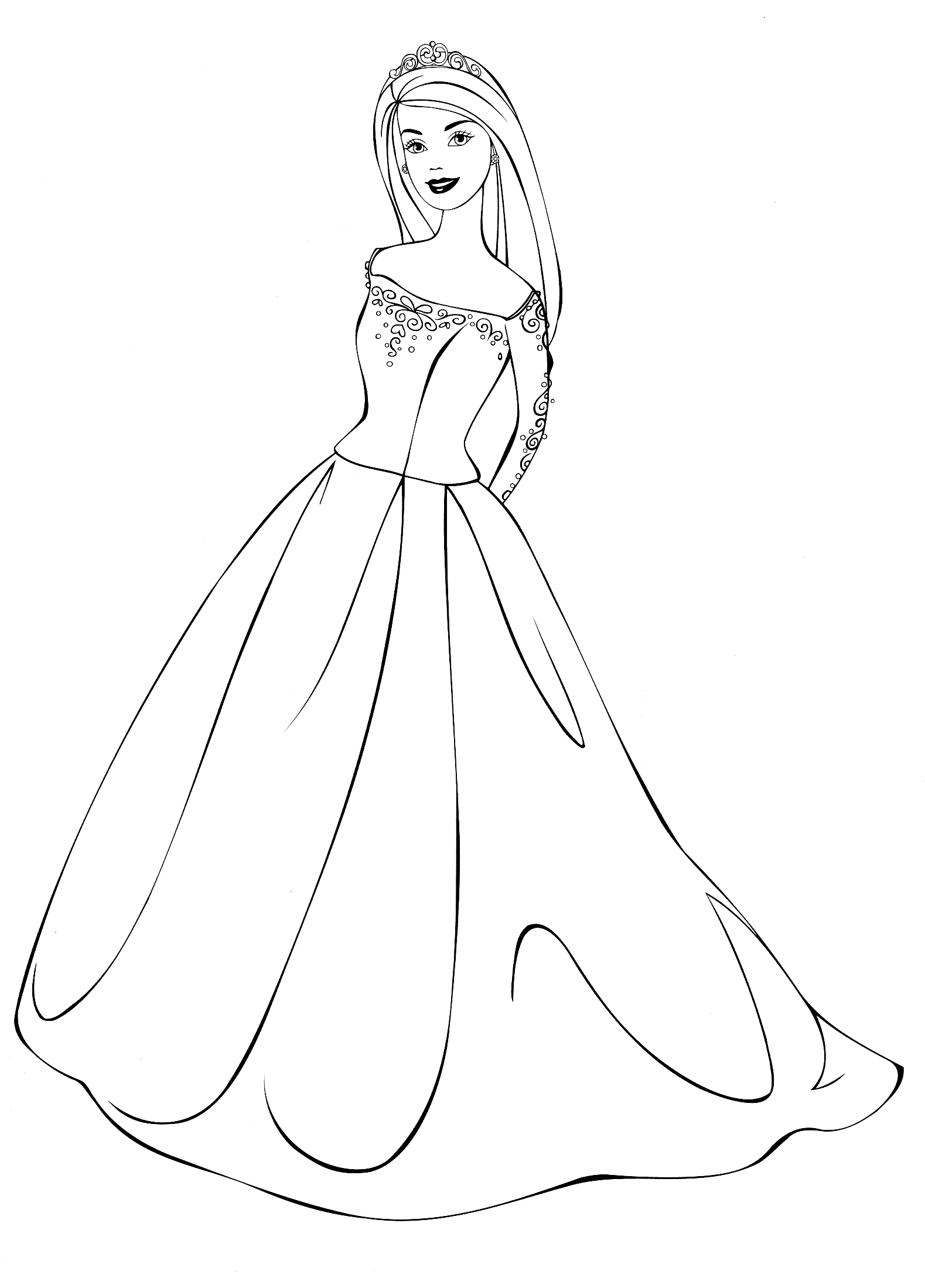 Coloring page - Barbie in a wedding dress