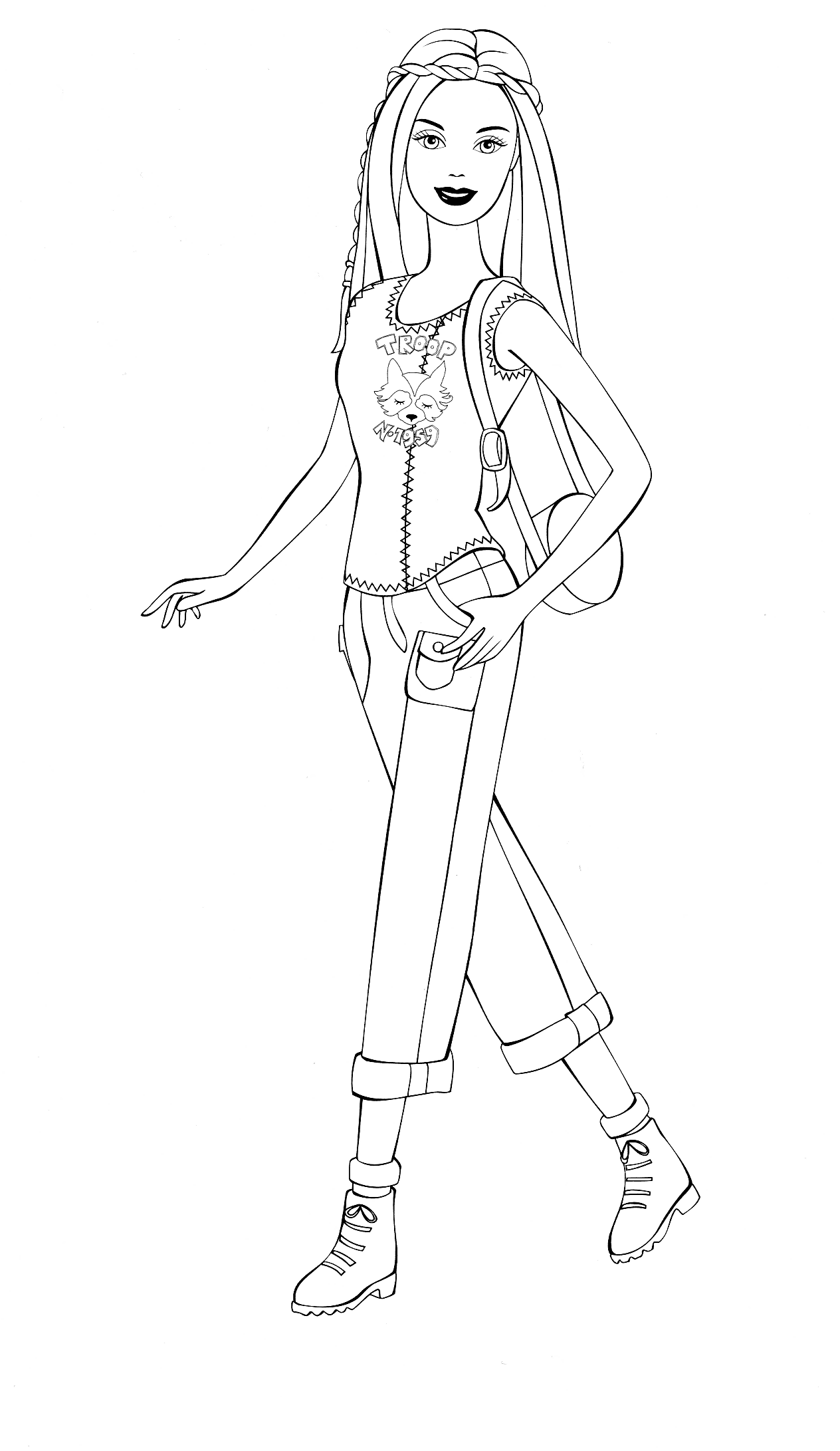 Coloring page - Barbie for a walk