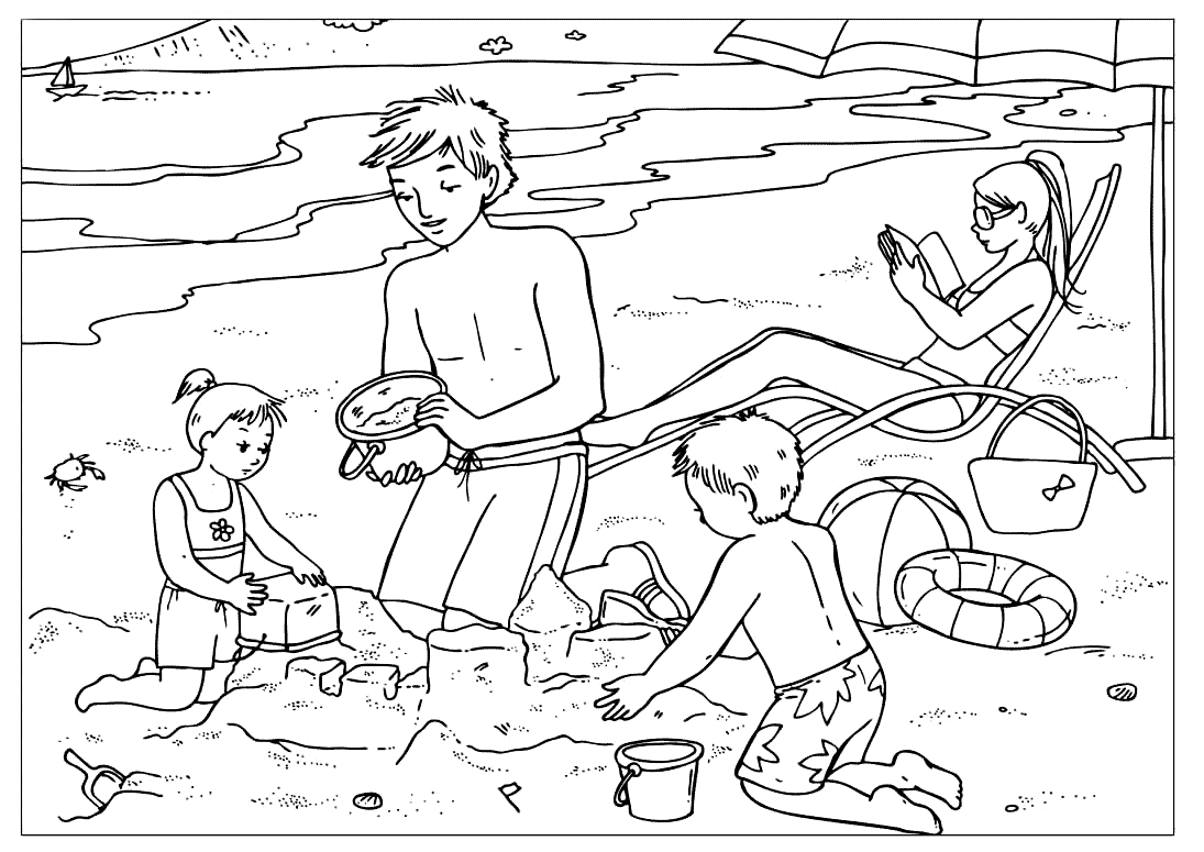 Download Coloring page - Sand castles