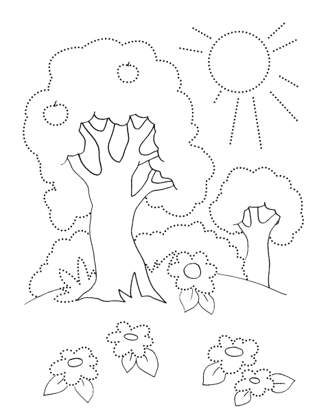 Coloring page - Trees in the summer