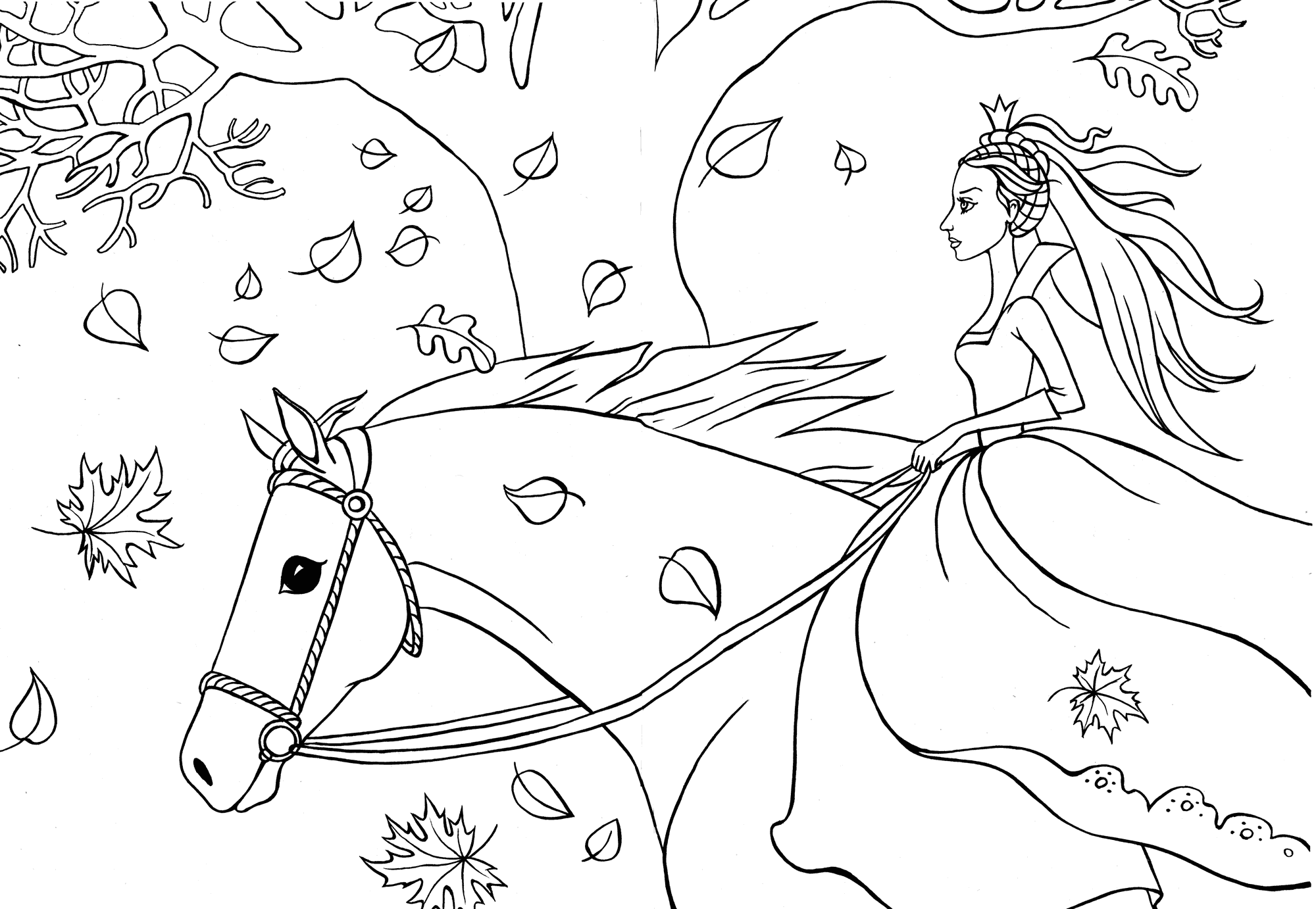 Download Coloring page - HORSE RIDING
