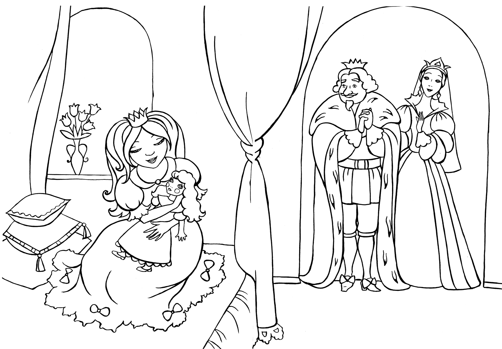 Coloring page - Little princess woke up