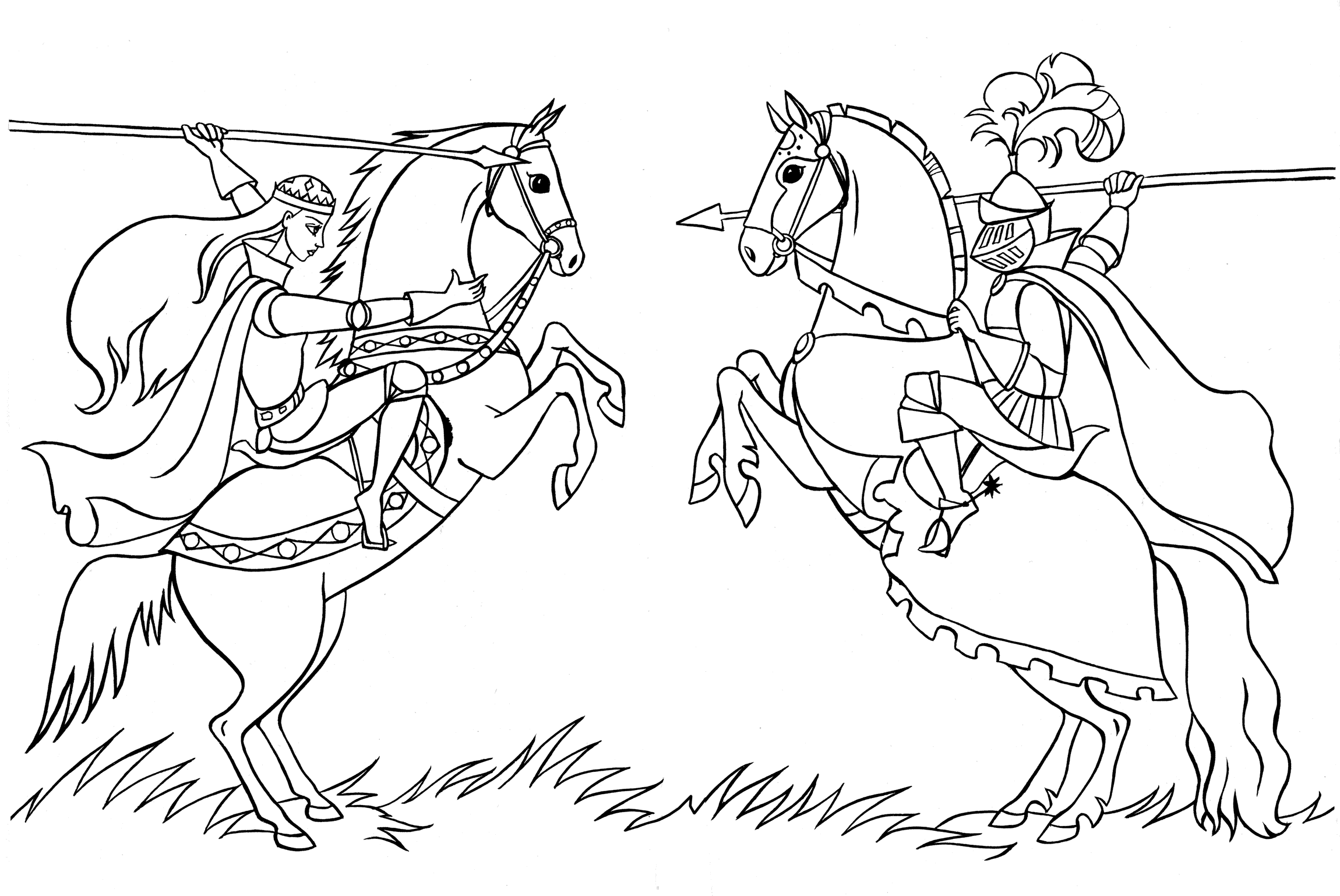 Coloring page - Knights Duel