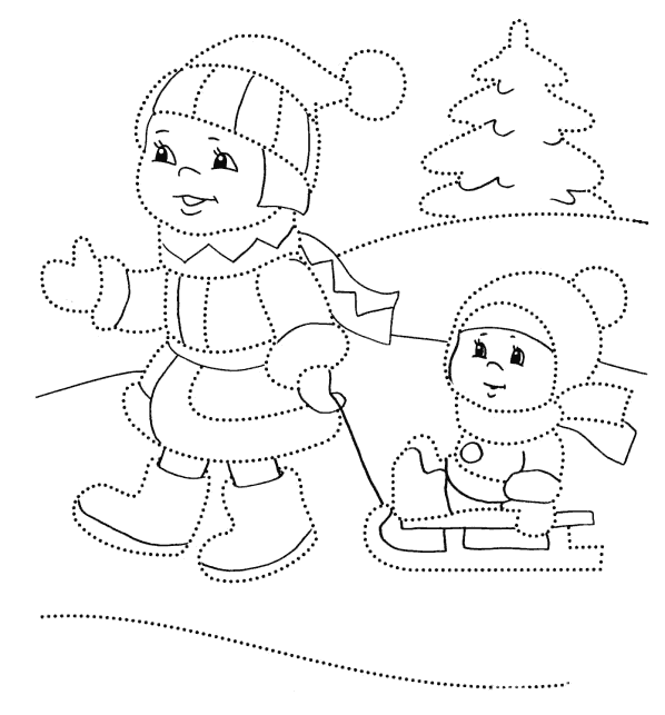 Coloring page - Sledging is fun