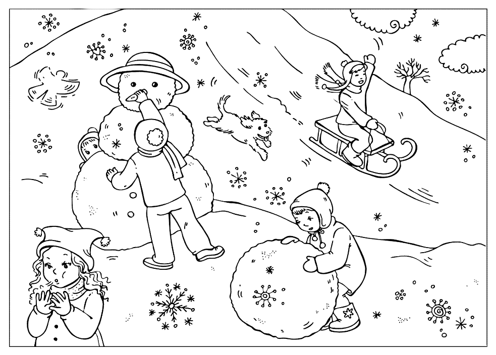 Coloring page - Winter fun