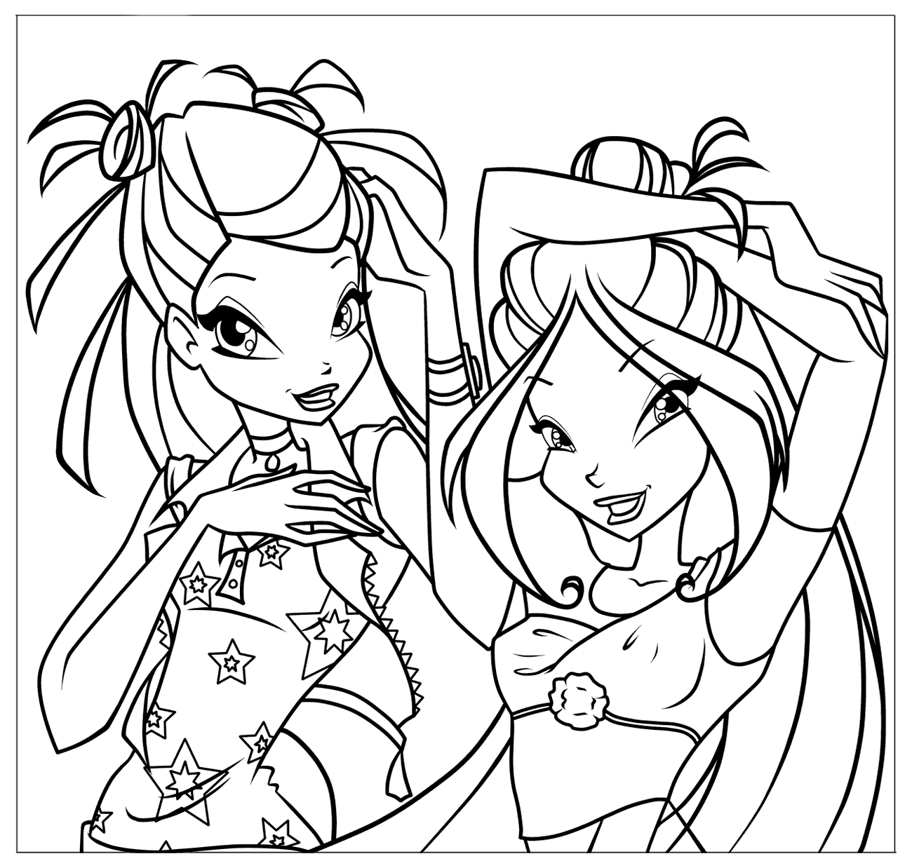 Download Coloring page - Winxs stylish dresses