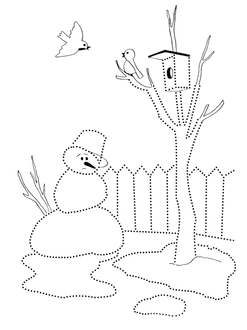 Coloring page - Snowman almost melted