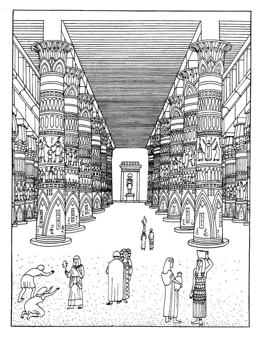 Coloring page - Temple of the god Amon