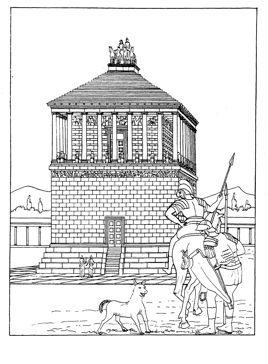 Coloring page - Mausoleum at Halicarnassus