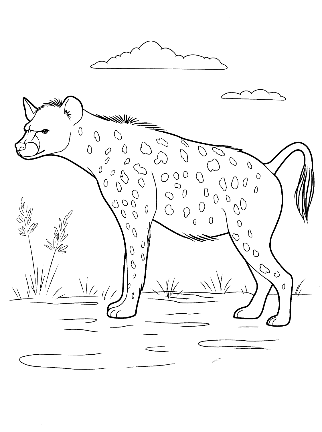 Coloring page - Hyena on the hunt