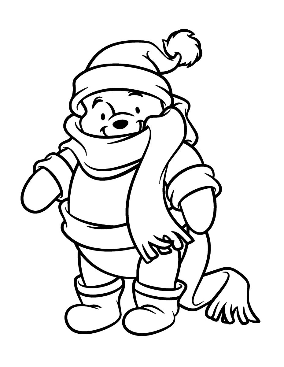 Coloring page   Winnie the Pooh in the winter