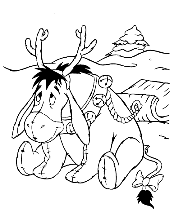Coloring page - Donkey Eeyore winter
