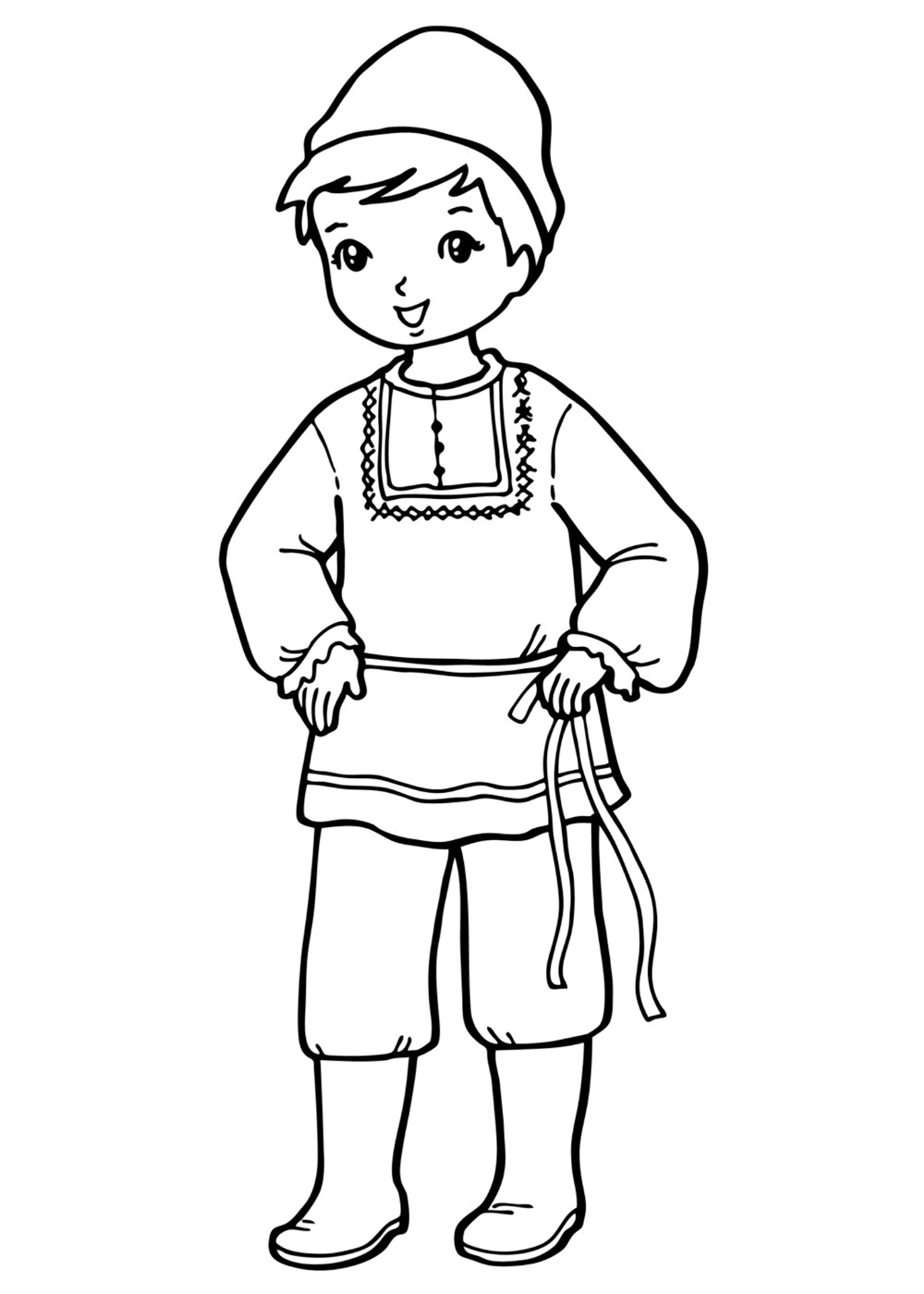 Coloring page - The boy in national costume