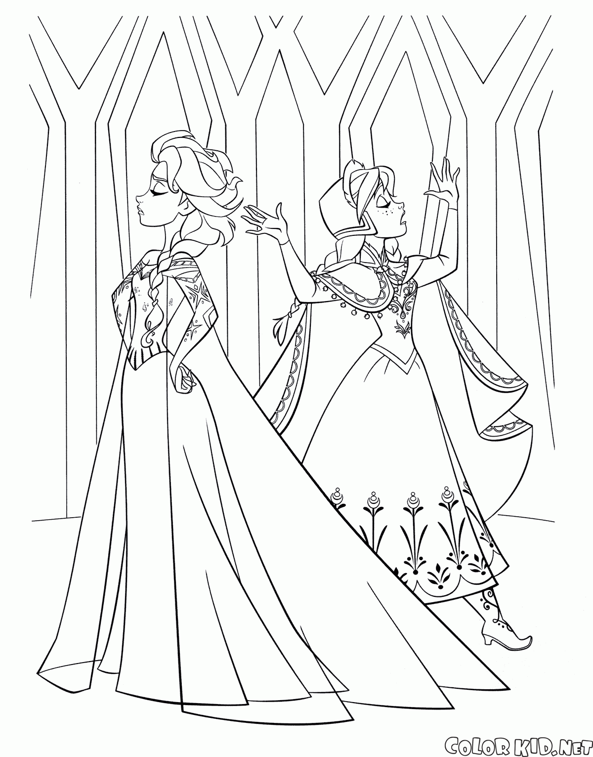 Elsa and Anna in the castle