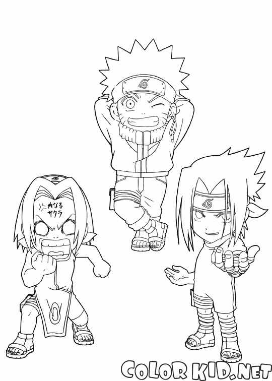 Coloring page - Naruto, Sasuke e Sakura