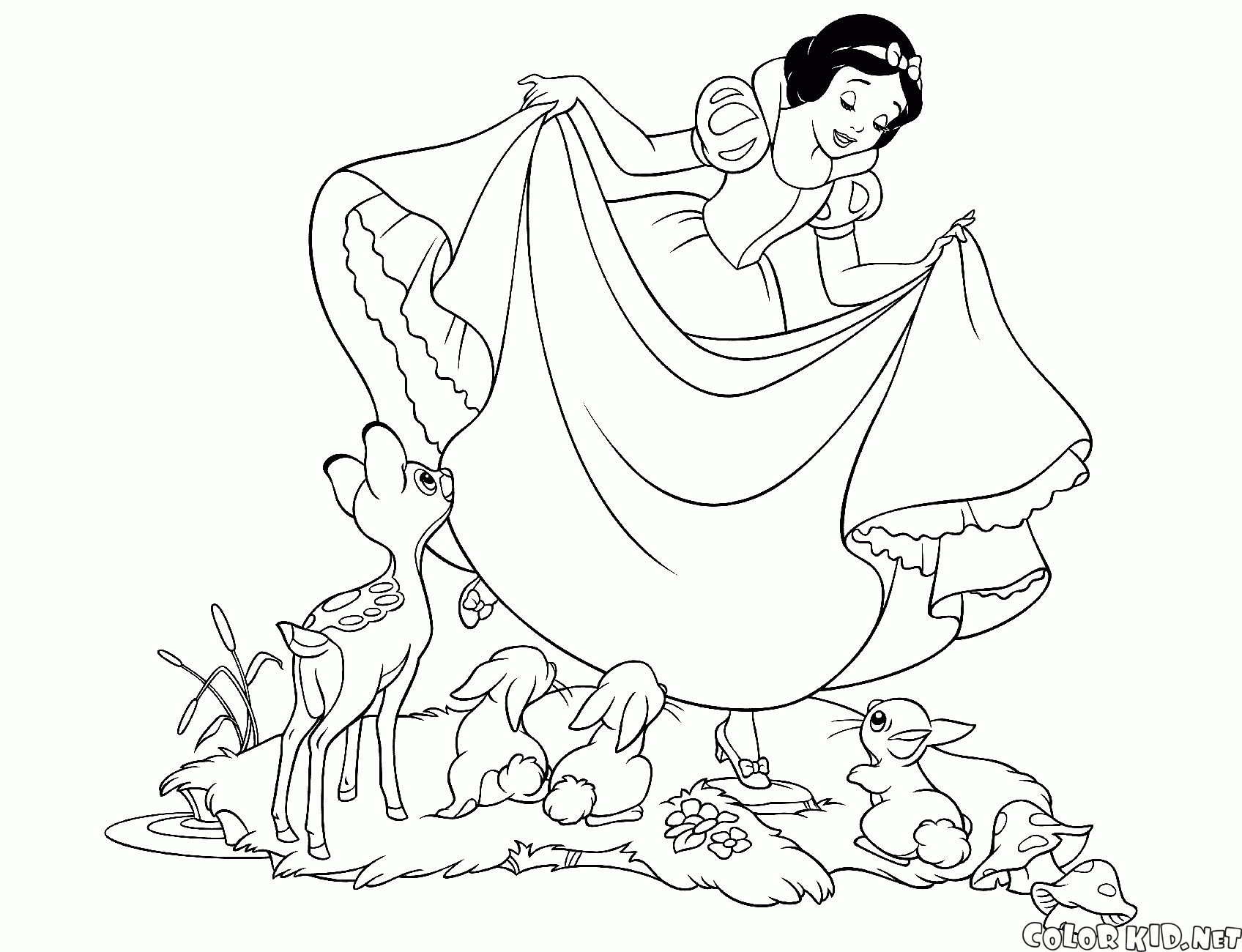 Snow White and forest animals