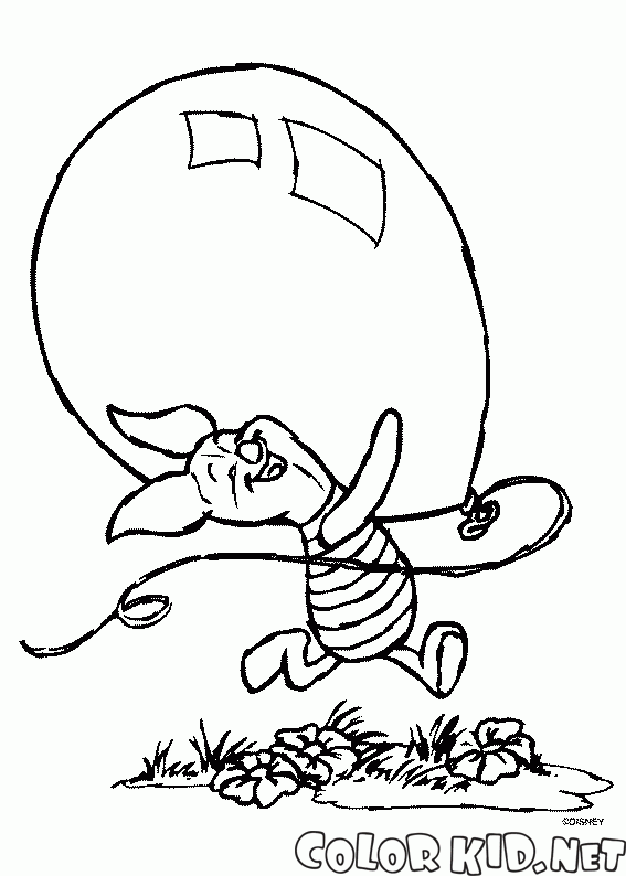 Piglet and a balloon