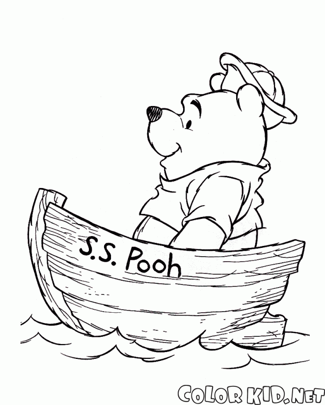 Winnie in a boat