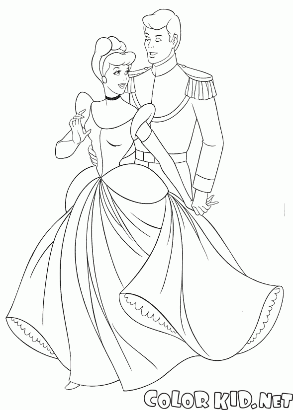 Cinderella and the prince at the ball