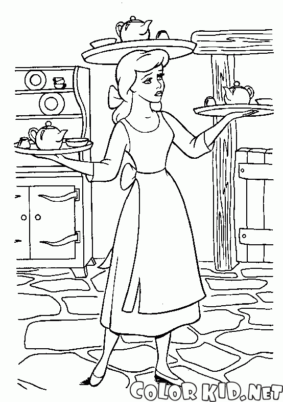 Cinderella carries Breakfast