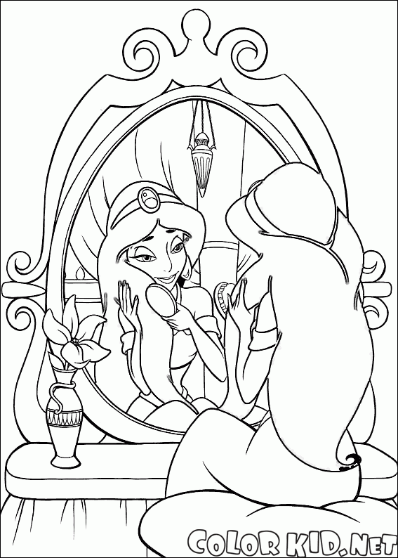 Princess Jasmine and a mirror