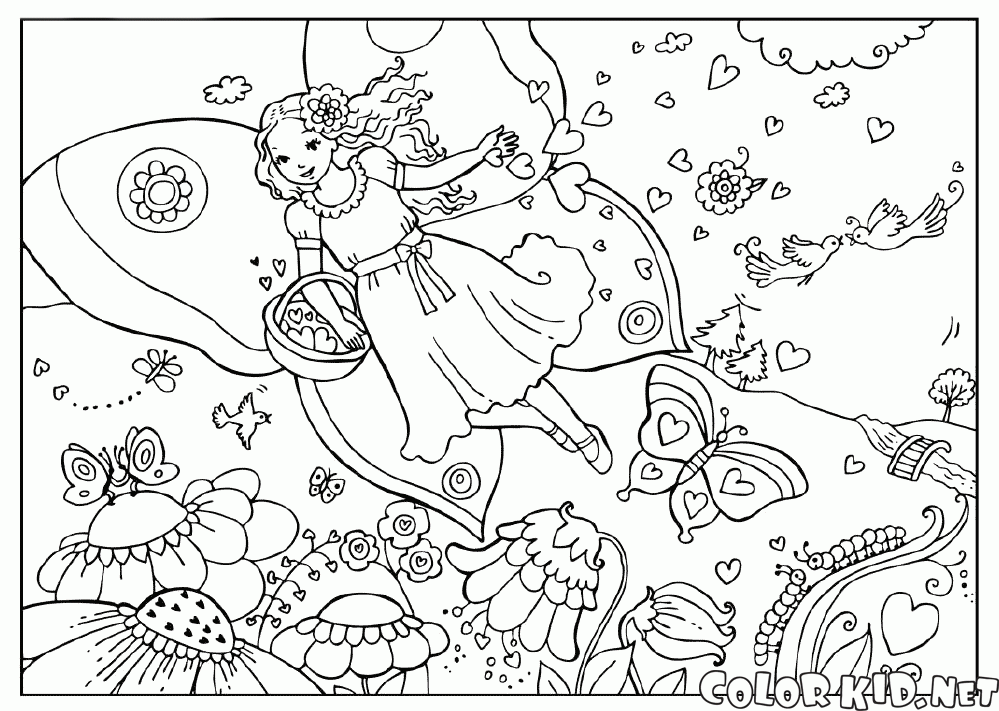 Fairy on a flower meadow