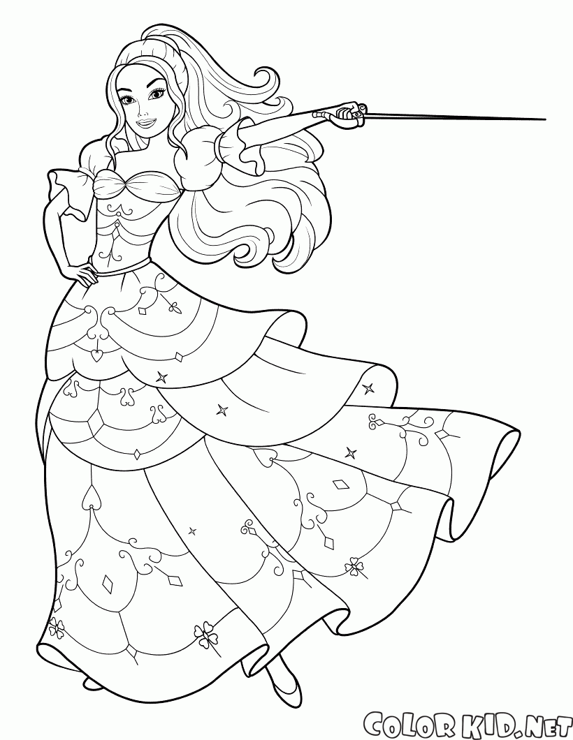 Coloring page   Barbie and the sword