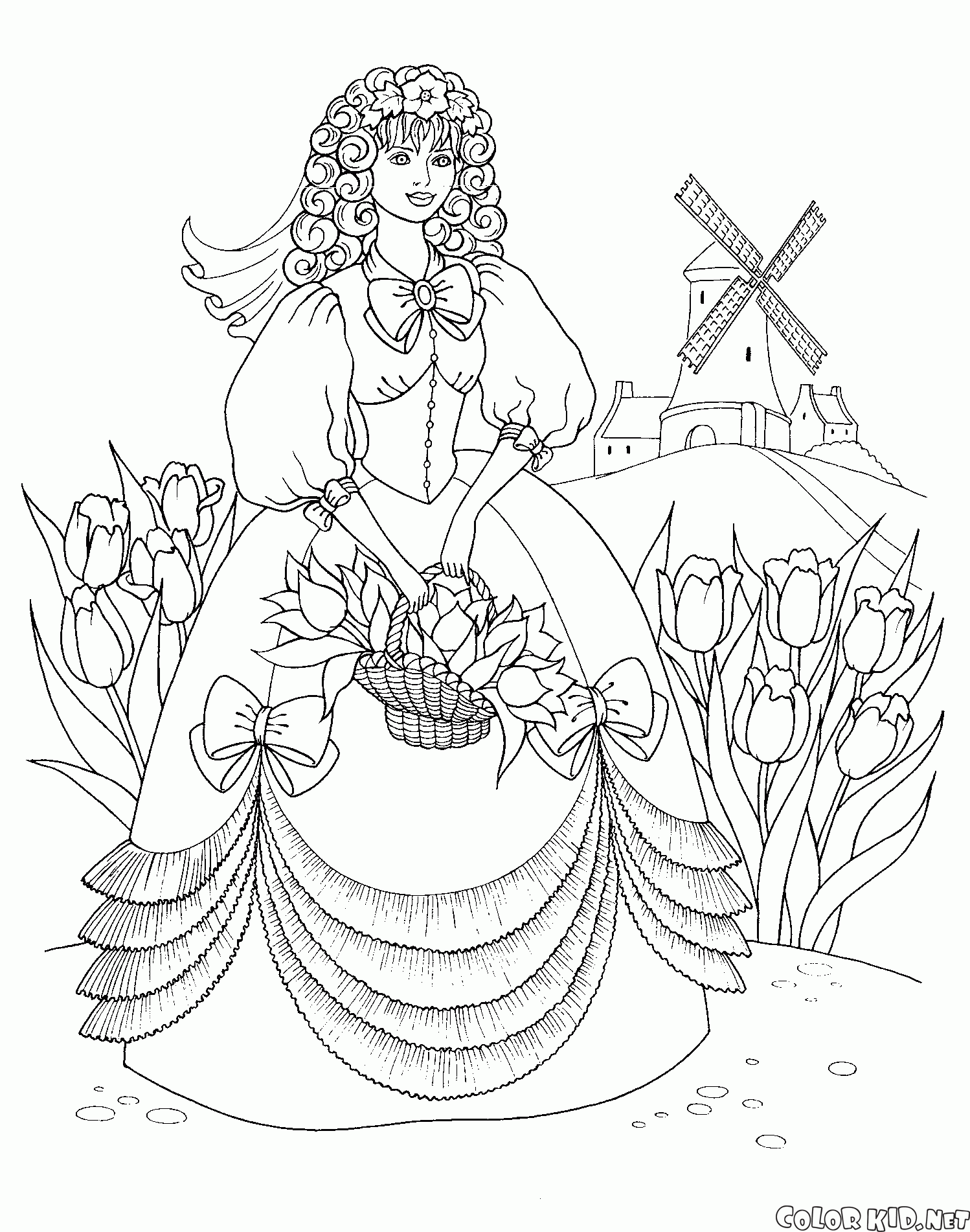 Coloring page - The Princess and the Peacock