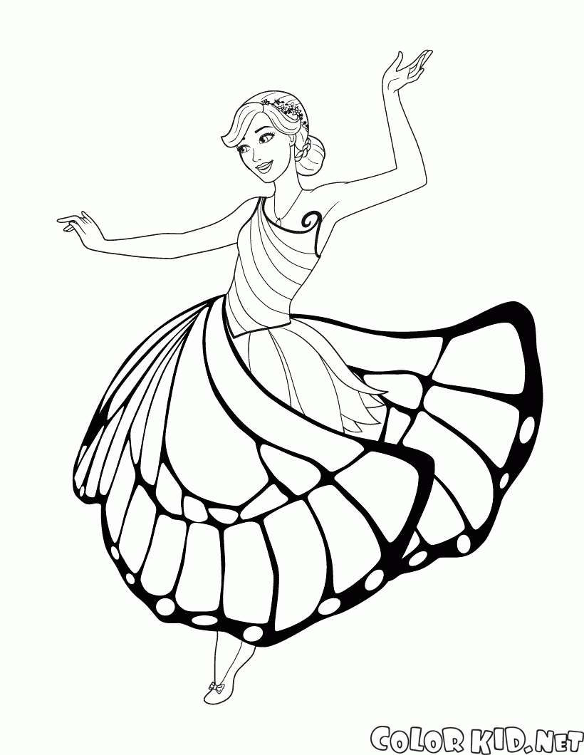 Coloring page - Fairy Butterfly and dances