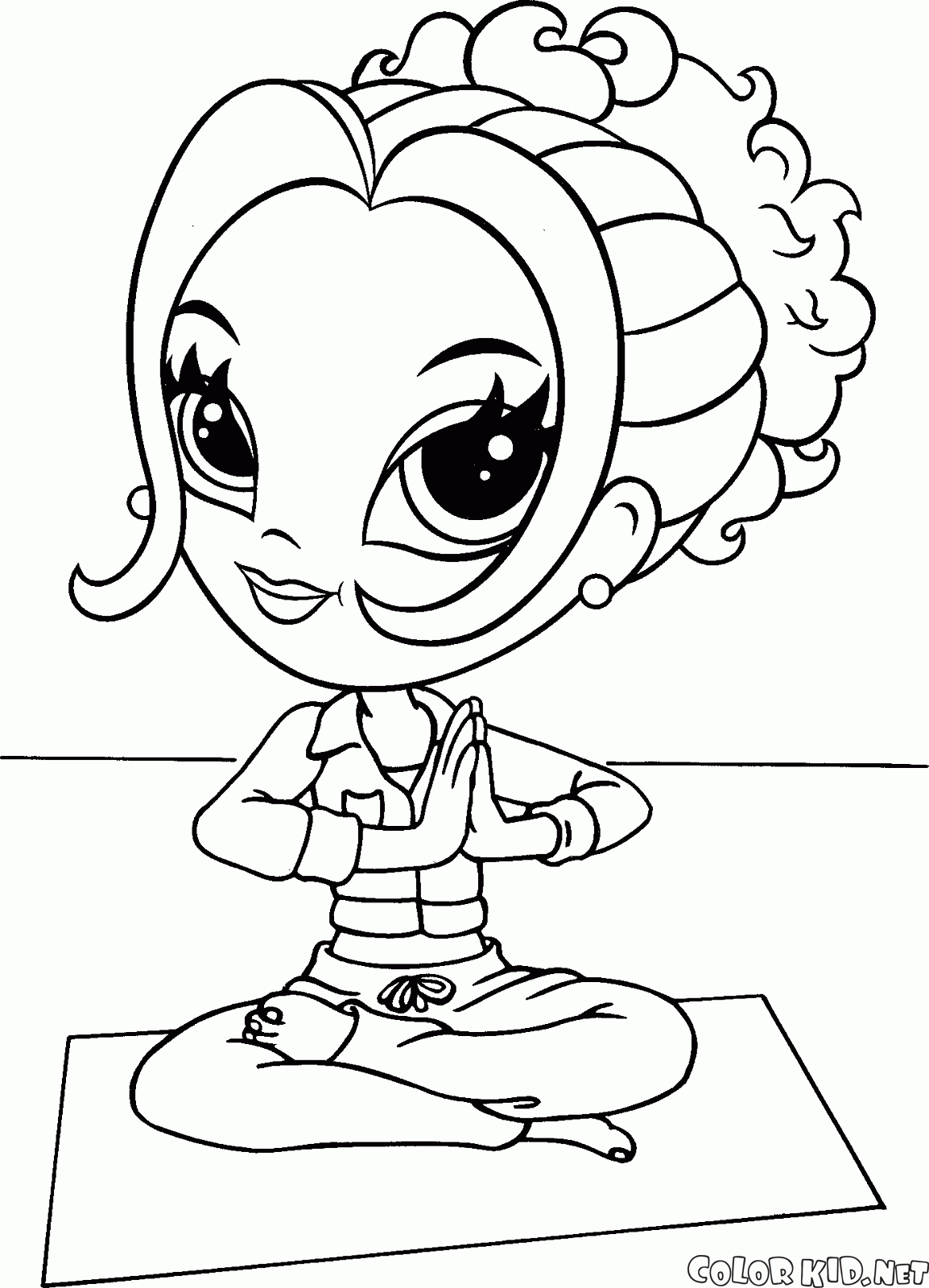 Coloring page - Girl on the yoga