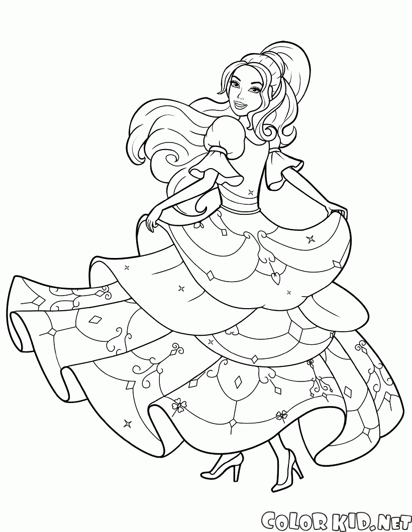 Coloring page   Barbie turned in dance