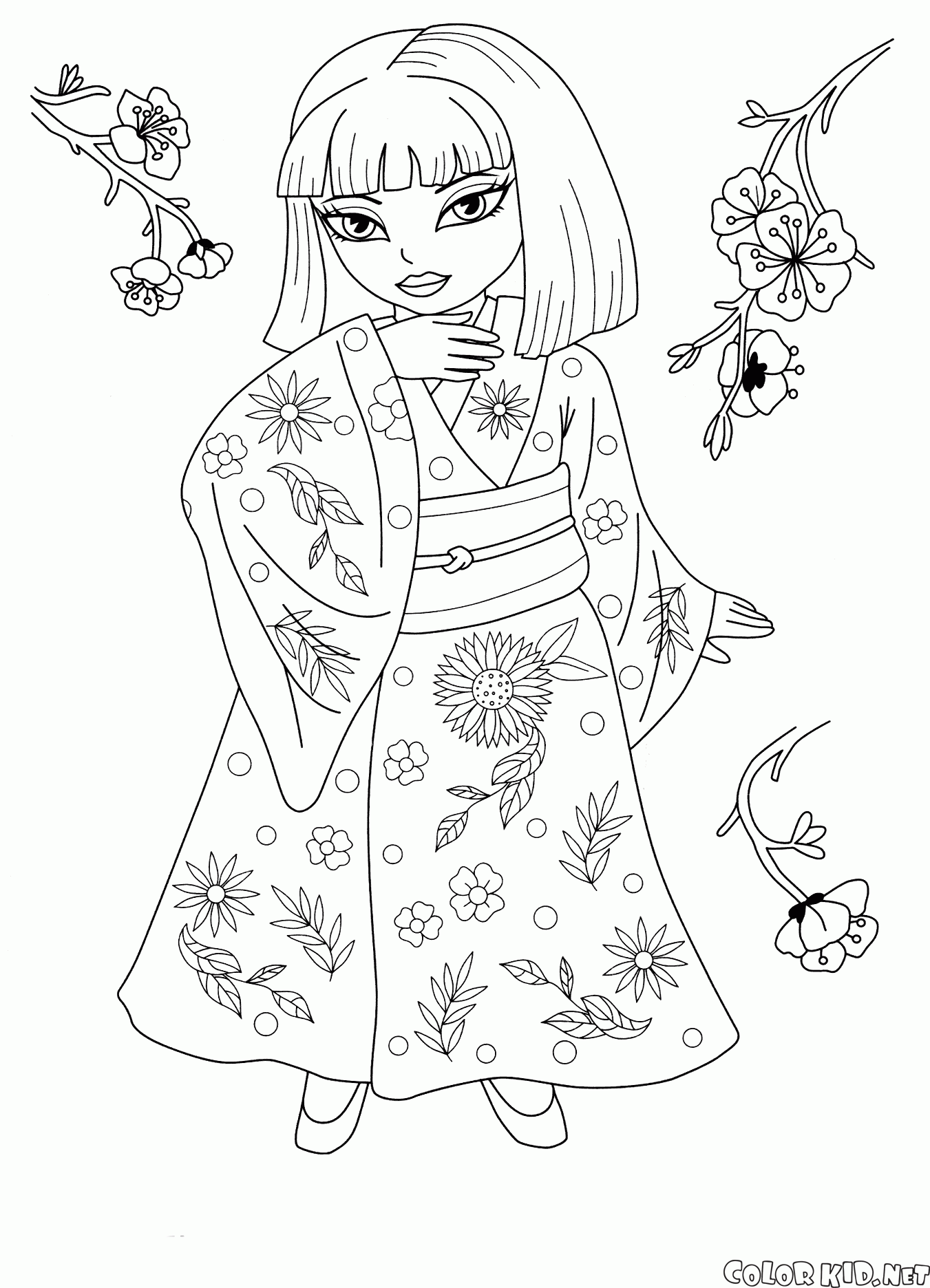 Coloring page   Princess from Japan