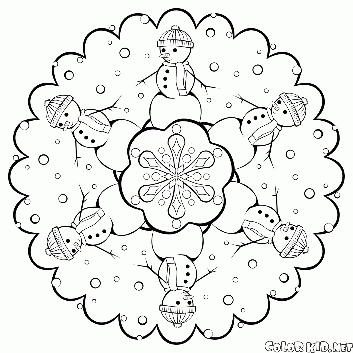 Snowflake with snowmen