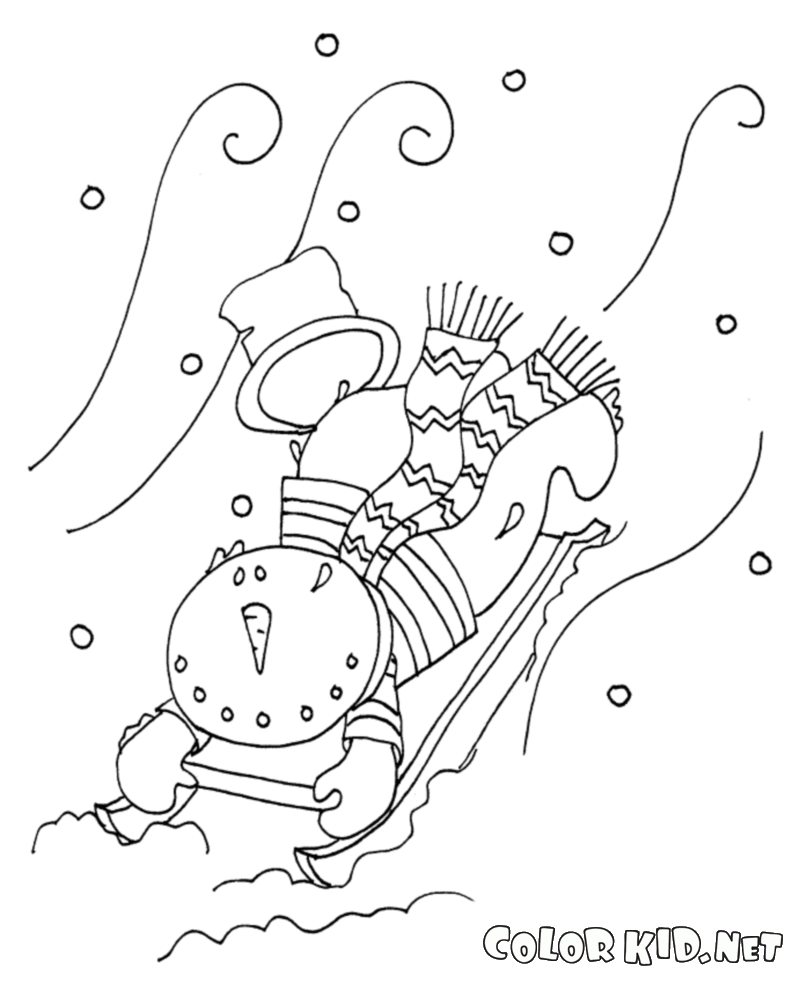 Snowman and sleigh