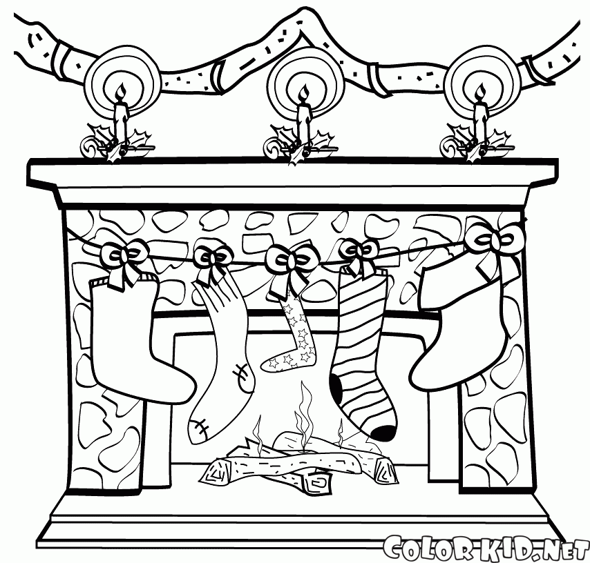 Christmas stockings on the fireplace
