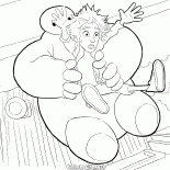 Baymax and Hiro flying down